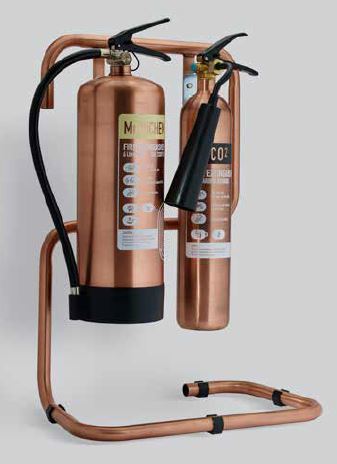 Midland Fire - First Class Range - Double Fire Extinguisher Stand housing a 9 Litre Water and a 2 Kg Carbon Dioxide with a golden shine finish